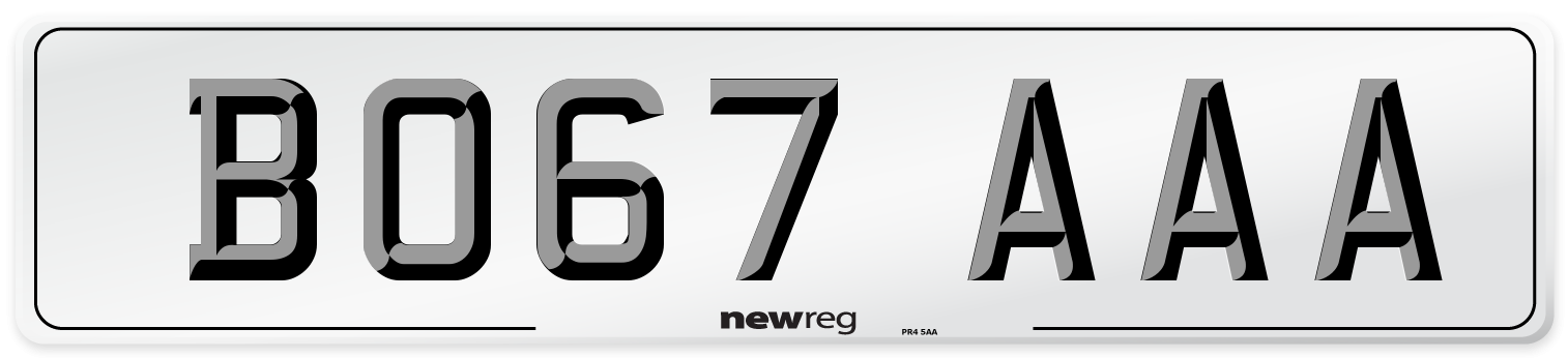 BO67 AAA Number Plate from New Reg